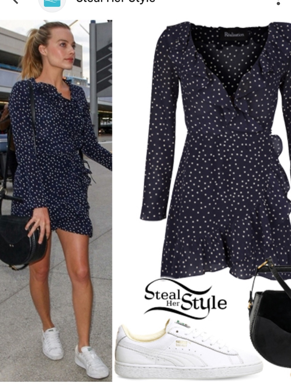 Realisation Par silk Navy Polka Dot Wrap Mini Dress